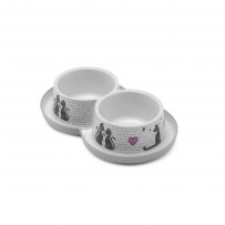 COMEDERO DOBLE CATS IN LOVE 350 ML H136