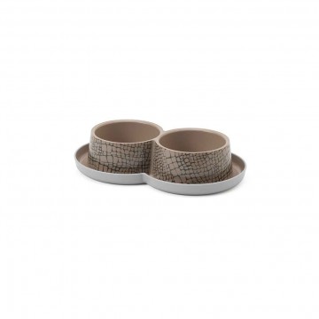 COMEDERO DOBLE ESTAMPADO CAFÉ 350 ML H136