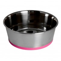 COMEDERO ROGZ ACERO INOX BASE ROSADO 29-K