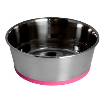 COMEDERO ROGZ ACERO INOX BASE ROSADO 29-K